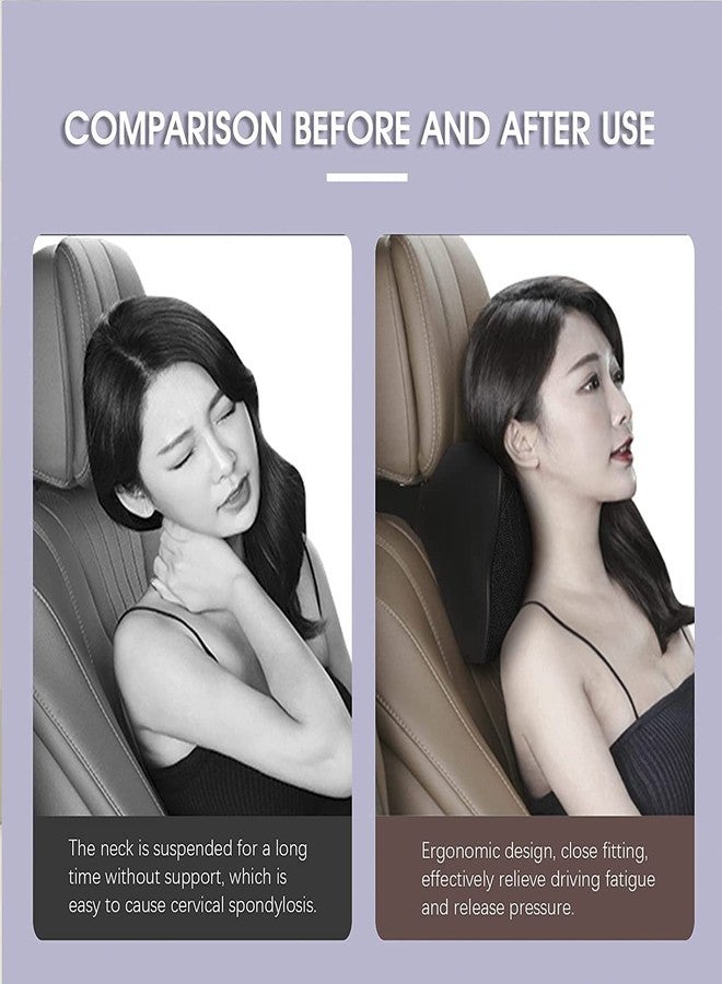 Tonity وسادة تونيتي لدعم الرقبة في السيارة مصنوعة من إسفنج الذاكرة، وسادة مقعد، مسند رأس، دعم مريح للرقبة، تساعد على تخفيف آلام الرقبة للسائق، المقعد الأمامي والخلفي، كرسي المكتب، تناسب معظم المركبات (أسود، عبوة من قطعتين) - Image 3